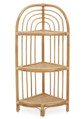 Three Tier Natural Rattan Corner Shelf Unit