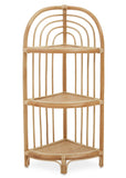 Three Tier Natural Rattan Corner Shelf Unit
