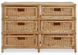 Natural Rattan Six Drawer Chest