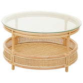 Round Rattan Coffee Table With Glass Top