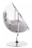 Clear Swing Chair With Grey Cushions