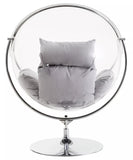 Clear Swing Chair With Grey Cushions