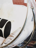 Clear Swing Chair With Grey Cushions