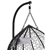 Black Rattan Effect Double Hanging Chair with Plush Grey Cushions
