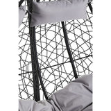 Black Rattan Effect Double Hanging Chair with Plush Grey Cushions