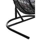 Black Rattan Effect Double Hanging Chair with Plush Grey Cushions