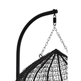 Black Rattan Effect Double Hanging Chair With Grey Cushions