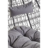 Black Rattan Effect Double Hanging Chair With Grey Cushions