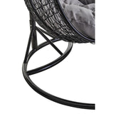 Black Rattan Effect Double Hanging Chair With Grey Cushions