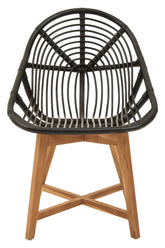 Black and Teak Natural Rattan Chair