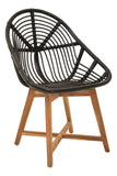Black and Teak Natural Rattan Chair