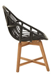 Black and Teak Natural Rattan Chair