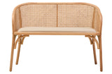Natural Cane and Beech Wood Bench with Backrest