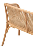 Natural Cane and Beech Wood Bench with Backrest