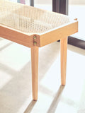 Natural Cane and Beech Wood Bench Seat