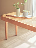 Natural Cane and Beech Wood Bench Seat