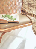 Natural Cane and Beech Wood Bench with Backrest