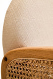 Ivory Fabric and Cane 2 Seat Sofa with Elm Wood Legs