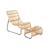 Rattan Chair And Footstool Set