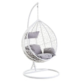 White Rattan Effect Hanging Chair