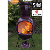 Asteria XL Chimalin AFC chimenea in glazed purple, including lid stand