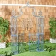 Outdoor Patio Arbor with Door, Antique Blue