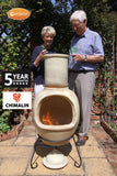 Asteria XL Chimalin AFC Chimenea in Glazed Cappuccino – With Lid & Stand