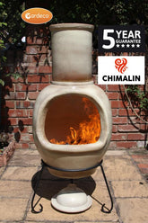 Asteria XL Chimalin AFC Chimenea in Glazed Cappuccino – With Lid & Stand