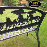 100% cast iron bench with horses and tree