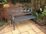 Steel framed cast iron bench with running horses