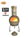 Sempra large Chimalin AFC chimenea in glazed matt brown gem, including lid & stand