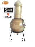 Sempra large Chimalin AFC chimenea in glazed matt brown gem, including lid & stand