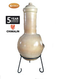 Sempra large Chimalin AFC chimenea in glazed cappucino, including lid & stand