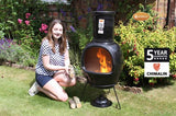 Asteria XL Chimalin AFC chimenea in glazed black, including lid & stand