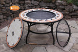 Traditional Tile Mosaic Fire Bowl Table inc BBQ Grill and Matching Closing Lid