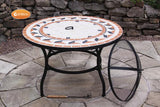 Traditional Tile Mosaic Fire Bowl Table inc BBQ Grill and Matching Closing Lid