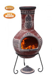 Azteca X-Large Mexican Chimenea in Red and Grey