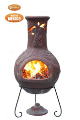 Wyre EL Dragon chimenea with cut-outs to see flames burgundy colour inc stand and lid