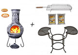 BBQ bundle pack containing 1 x EL clay chim C8AZ.55, 1 cradle, 1 x BBQ grill 2 bags of lava stones