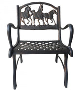 100% Cast Iron One-Seater Bench with Horse motif