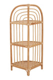 Three Tier Natural Rattan Corner Shelf Unit