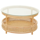 Round Rattan Coffee Table With Glass Top