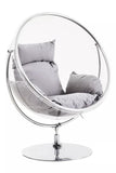 Clear Swing Chair With Grey Cushions