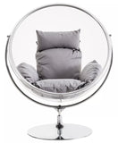 Clear Swing Chair With Grey Cushions