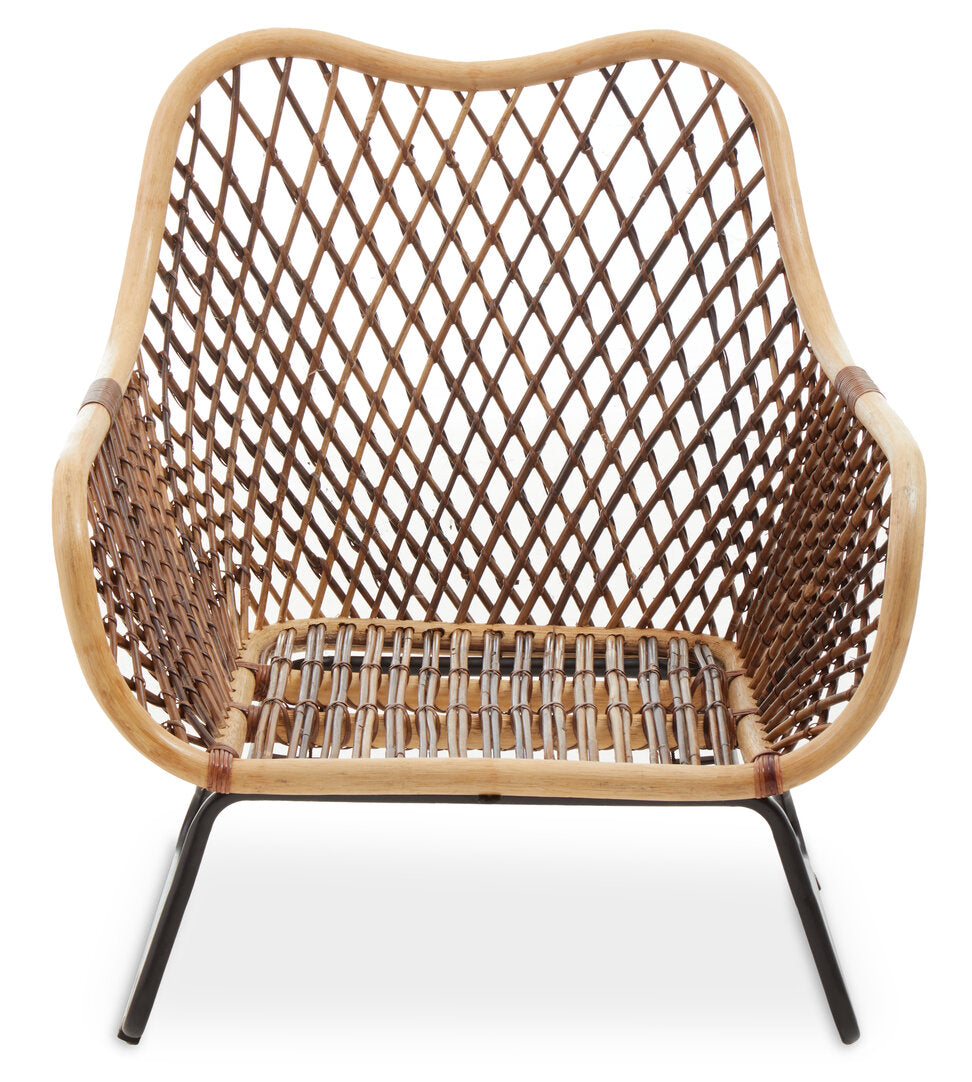 Black Iron Frame Rattan Chair