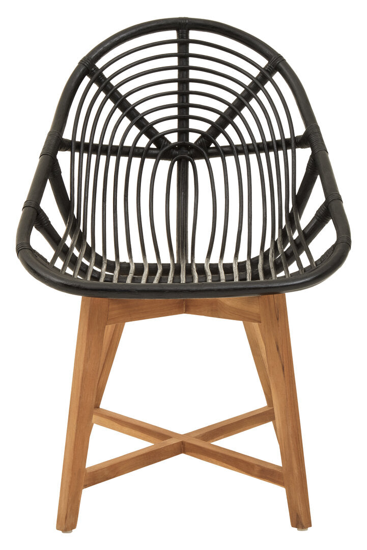 Black and Teak Natural Rattan Chair