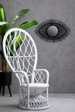Grey And White Natural Rattan Curved Chair