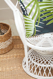 Grey And White Natural Rattan Curved Chair