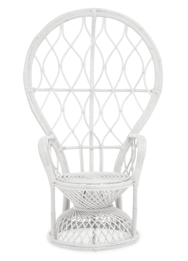 Grey And White Natural Rattan Curved Chair
