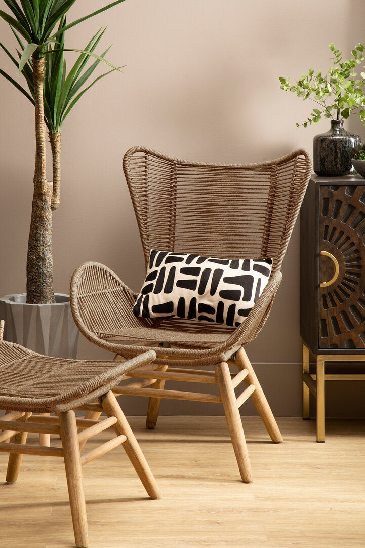 Latte Rope Lounge Chair And Footstool